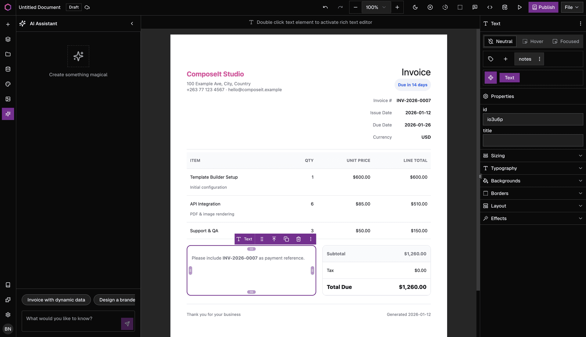 Generate smart documents in seconds